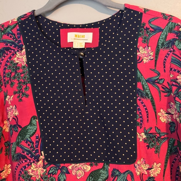 Anthropologie Maeve Floral Long Sleeve Dress with Polka Dot Accents - Picture 9 of 13